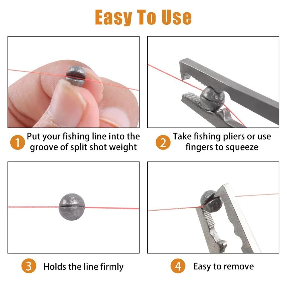 Fishing Jig Rig Accessories Equipment 100Gram 205pcs Box Round Split Shot Fishing Weights Removable Fishing Sinkers