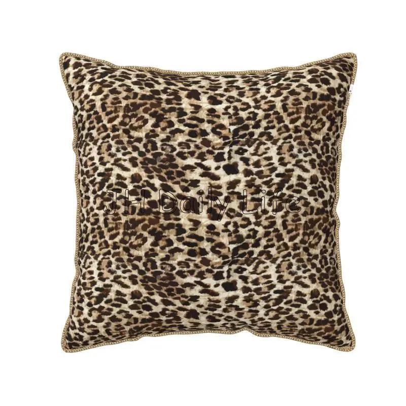 Federa Cuscino Morbida in Velluto Finta Pelliccia Stampa Leopardo 45x45 cm Marrone Nero Federa Cuscino Ghepardo per Divano Letto Camera da Letto Casa