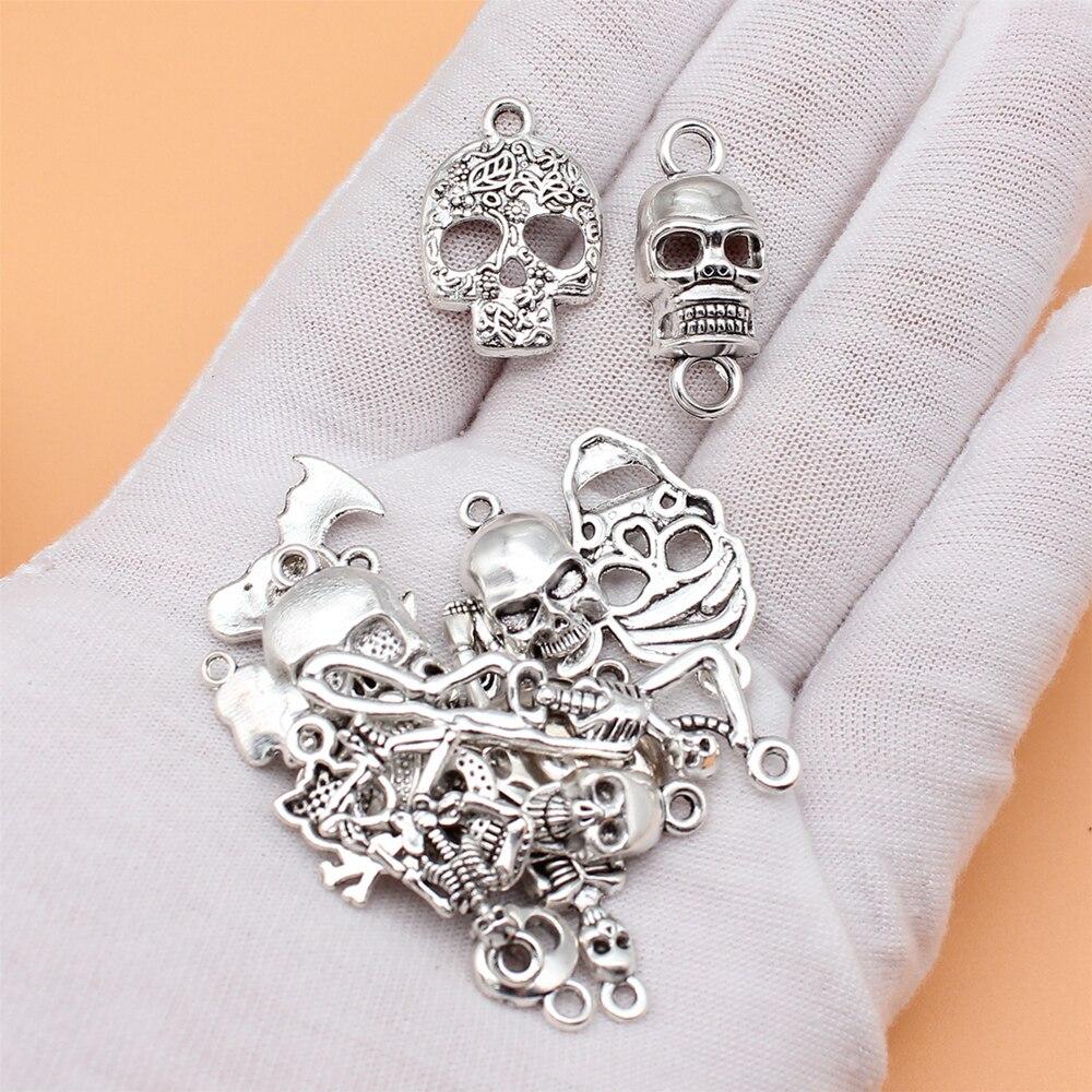16pcs/set Skull Skeleton Charms Jewelry Making Supplies Crafts Trend