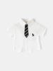 2026 Boys' Summer Short Sleeve Embroidered Shirt with Removable Tie