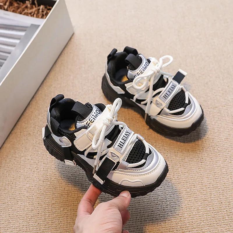 Children Mesh Running Shoes Korean Style Trendy 2024 Autumn New Boys Girls Sports Shoes Soft Comfortable Student Casual Sneakers