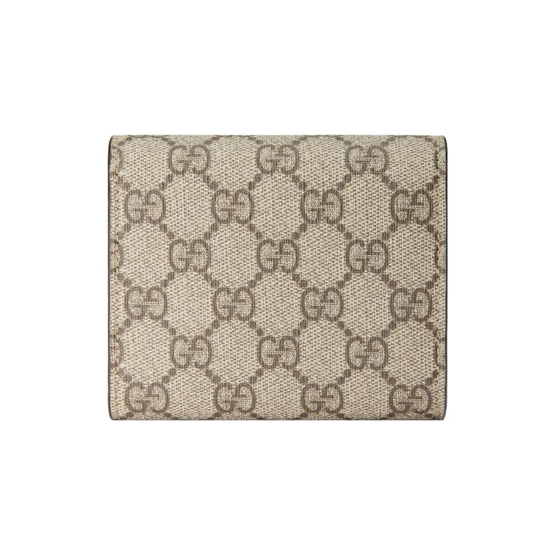 Gucci Logo Print Suede Trim Canvas Wallet Regular Women's Brown
