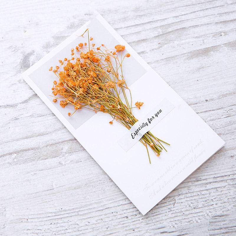1pcs Gift Cards Wedding Invitation Starry Sky Dried Flowers Handwritten Blessing Birthday Thank You Mother's Day Gift Card