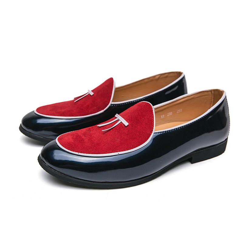 Men's British Style Slip-On Leather Loafers: Plus Size, Color Block, Pointed Toe, Bow Detail, Formal & Casual.