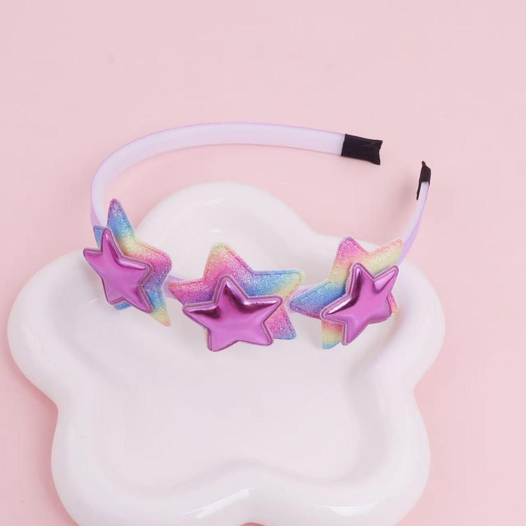 Children's Gradient Rainbow Sequin Star Headband - Colorful Double Layer Party Hair Accessory
