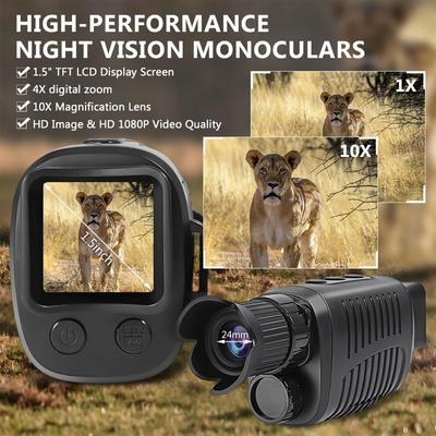 מכשיר ראיית לילה מונוקולרי 1080P HD מצלמת אינפרה אדום זום דיגיטלי 5X טלסקופ ציד חיפוש חיצוני חושך מוחלט 300 מ'