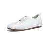 Leather Little White Shoes Women's 2025 Autumn New Fashion Single Shoes Flat Cross Elastic Band Niche Single Shoes Ballet Style