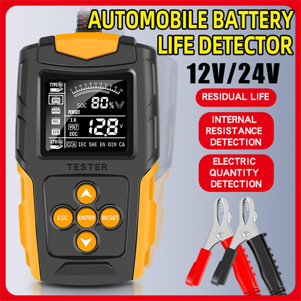 12V 24V tester autobaterií LCD analyzátor baterií testovací nástroj digitální analyzátor tester CCA IR SOH měření pro auto, nákladní automobil, loď, SUV