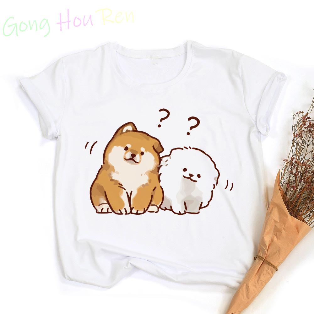 Kawaii Corgi T-shirt Woman Clothing Funny Animal Print Graphic T Shirts Tops Casual Harajuku  Women's Sumer Clothes Short Sleeve