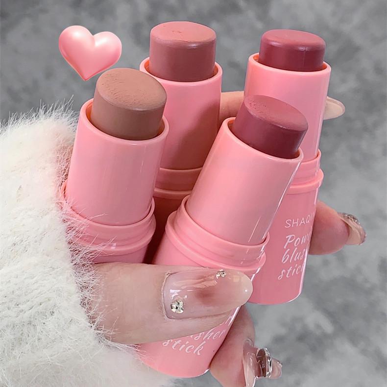 SHAQINUO Samtig matter, glatter Rouge-Stick, langanhaltend und wenig gesättigt, natürlicher Make-up-Effekt und einfach aufzutragen