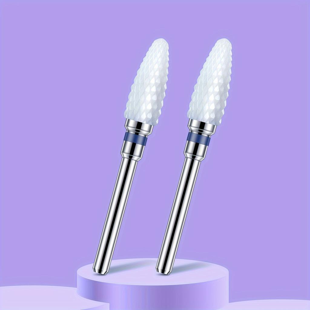 2PCS Tungsten Carbide Nail Drill Bits Gel Polish Remover 3/32 Inch Nail Art Files Cuticle Milling Cutter For Manicure Pedicure