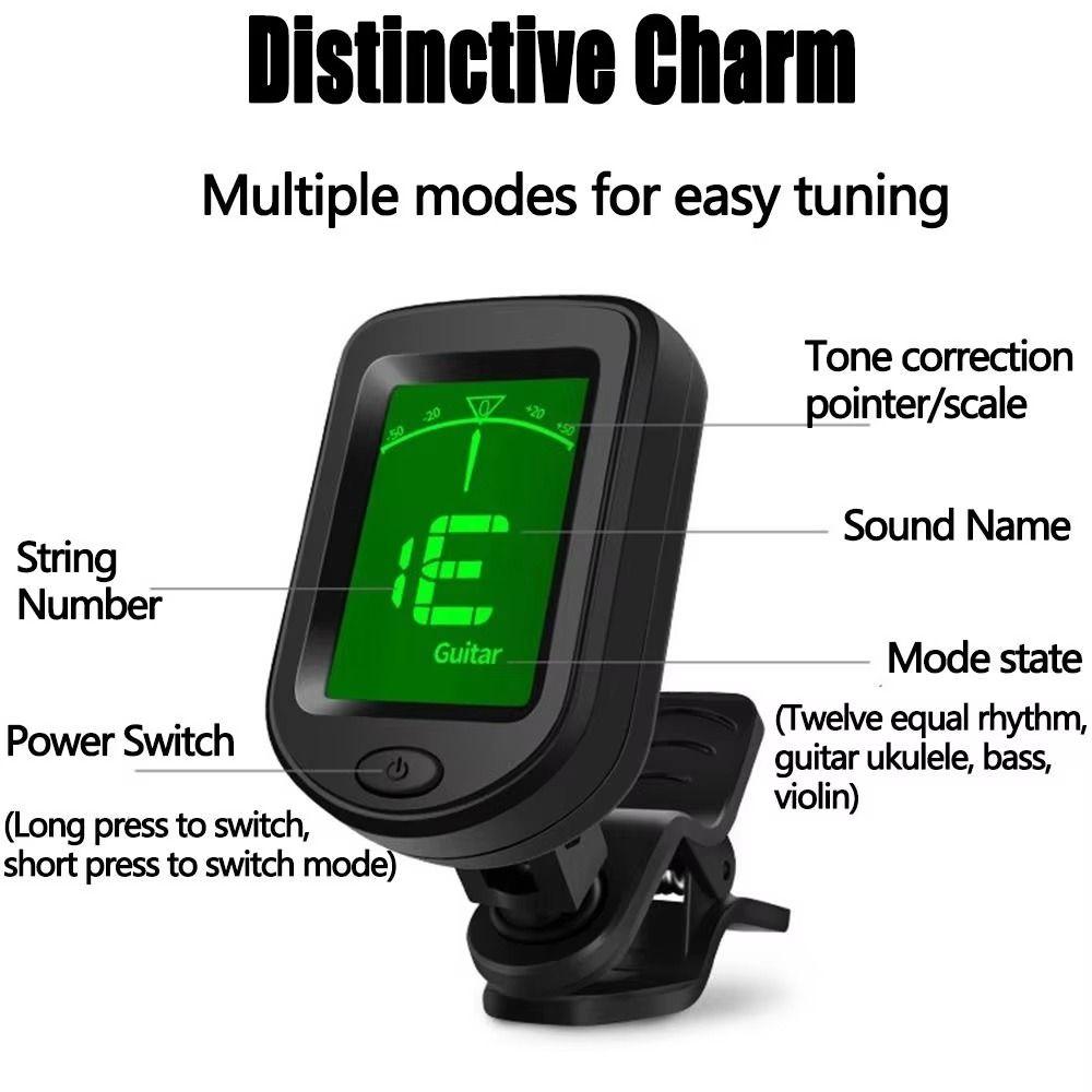 Clip On String Instruments Tuner Digital Instrument Tuner for Ukulele Bass Violin Banjo