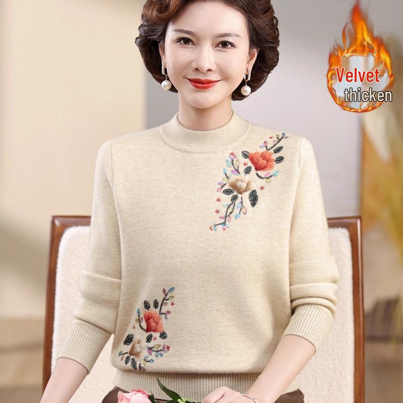 Mom's 2025 Winter Velvet Sweater: Stylish, Thick, and Warm for Middle-Aged & Elderly Women