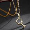 Gold Color Creative Wine Glass Pendant Necklace Zircon Crystal Wine Cup Pendants Women Chokers Clavicle Chains Neck Jewelry Gift