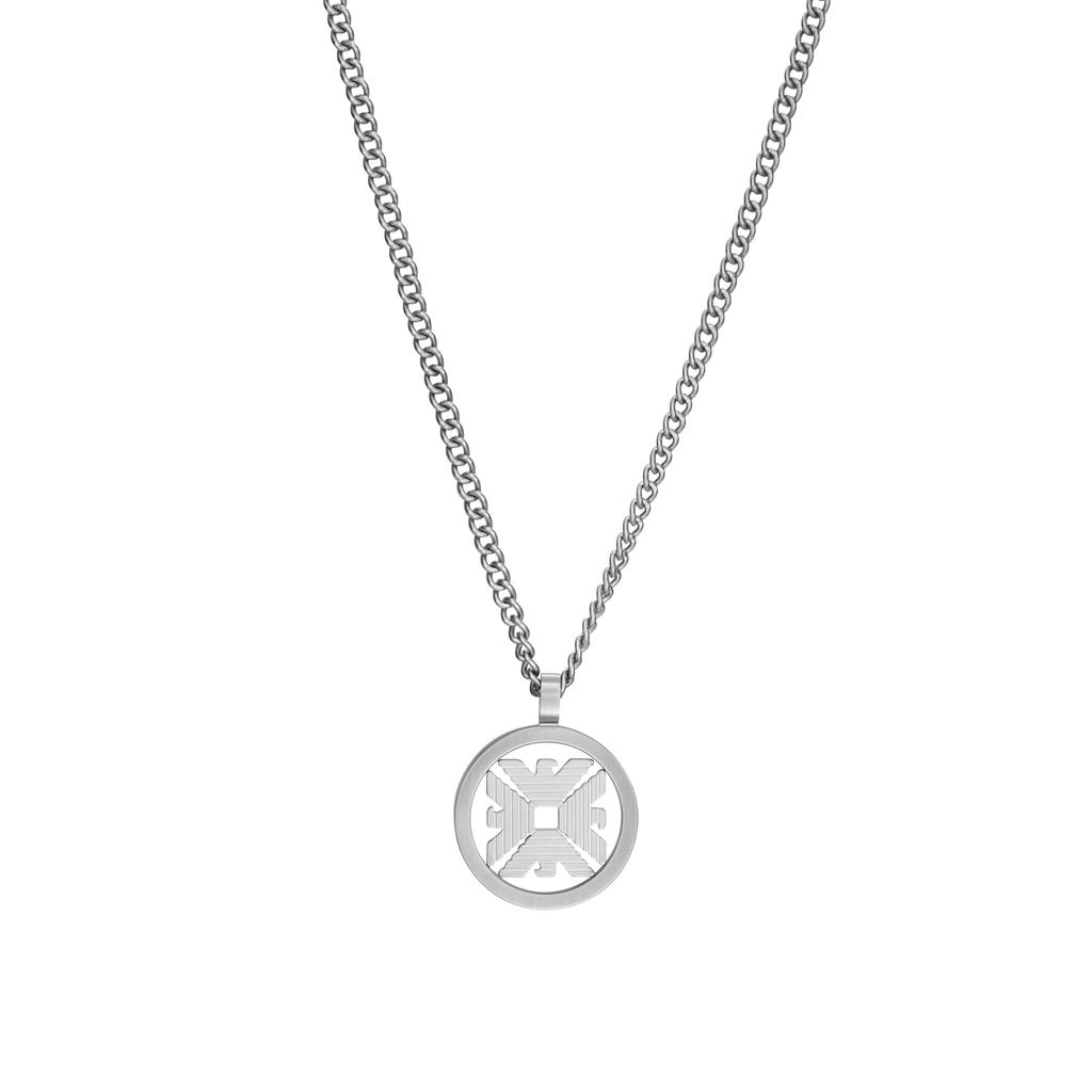 Emporio Armani Silver Stainless Steel Pendant Necklace Stainless No Jewels Men's (Model EGS3040040), Length 525mm, Width 23mm, Height 23mm, Steel,