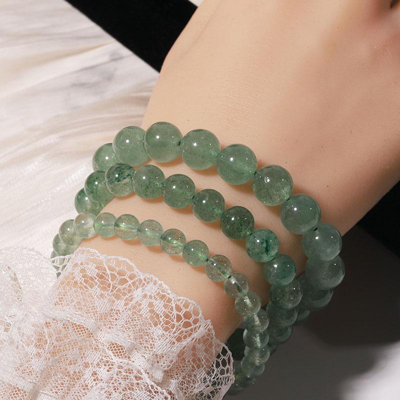 Green Strawberry Natural Crystal Beaded Bracelet - Handmade Jewelry