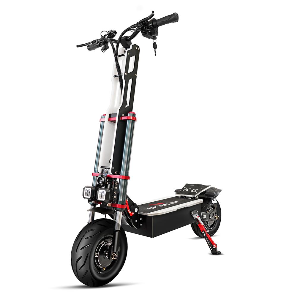 TIFGALOP K8 Czarny 6000W Podwójny Napęd Bateria 60V38AH 12 calowe Opony Szosowe Trzy Amortyzatory Hydrauliczne Hulajnoga Elektryczna