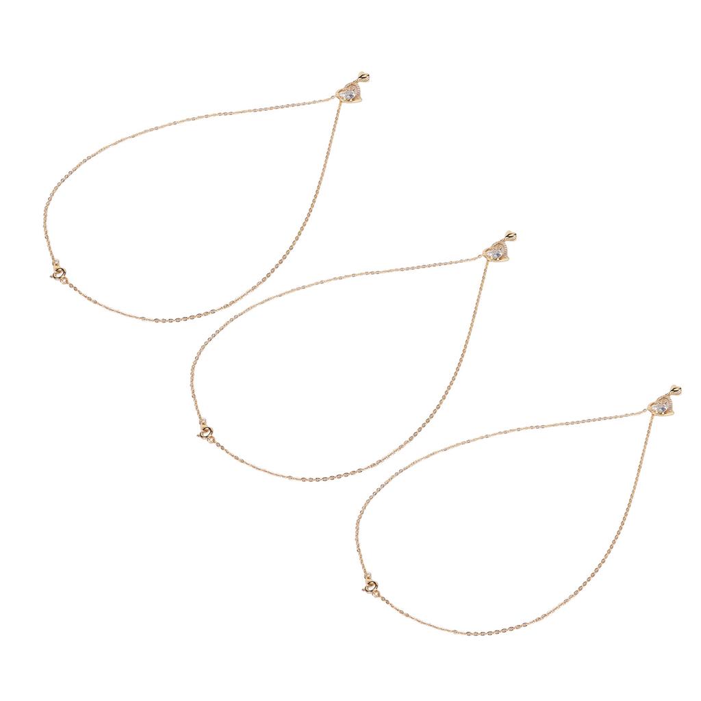 3 Pcs Clavicle Chain Exquisite Stylish Heart Pendant Copper Zircon Necklace for Dating Party