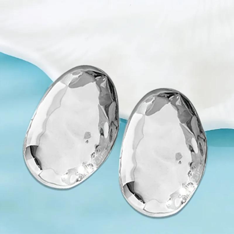 

Spring new retro irregular texture geometric earrings stud earrings women срібло сірий колір