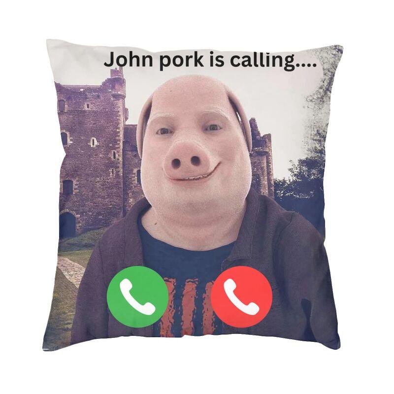 Helenal Unisex John Pork Is Calling Cushion Cover Two Side Print Throw Pillow Case For Living Room Cool Pillowcase Home Decor