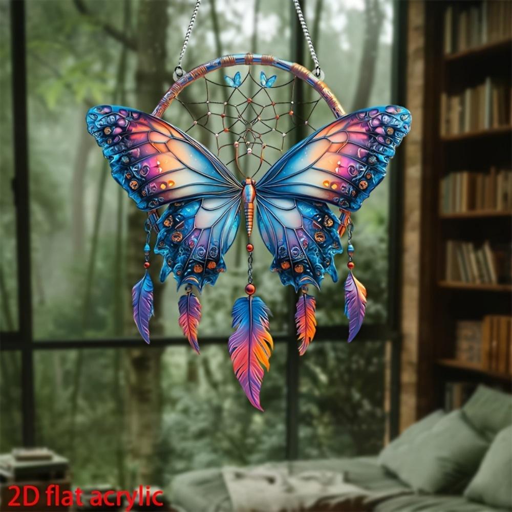 1PCS Acrylic Dream Pendant Catcher Hanging Ornament Waterproof Design Home Decor Butterfly Hummingbird Art Gift Idea Decoration