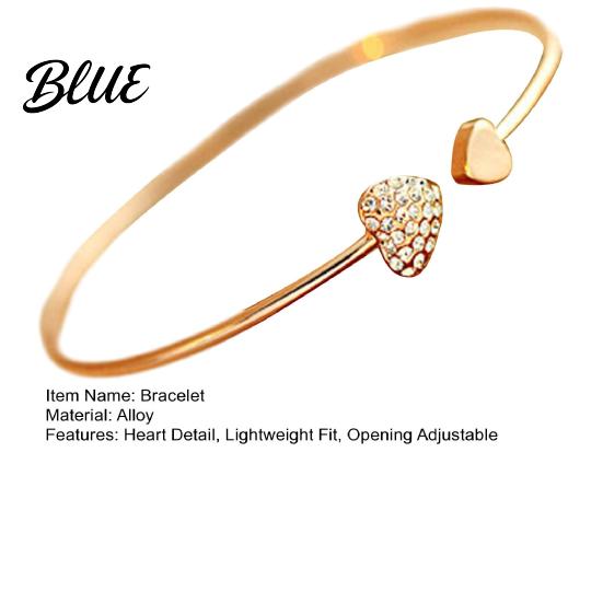 Adjustable Love Charm Bracelet Women Bracelet Opening Fit Lightweight Rhinestone