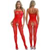 Womens Sleeveless Full Body Elastic Bodysuits Silky See Through Rompers Glossy Sexy Jumpsuits