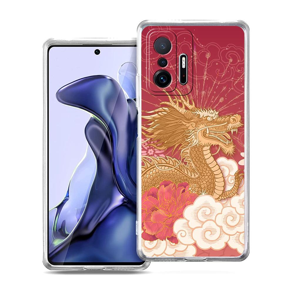 

Прозрачный чехол для телефона для Xiaomi Mi 14 13 12 11 Ultra 13T 12T 11T Poco X3 NFC F3 F6 Pro Мягкий ТПУ Иллюзорный Цвет Китайский Дракон for Xiaomi Mi 11
