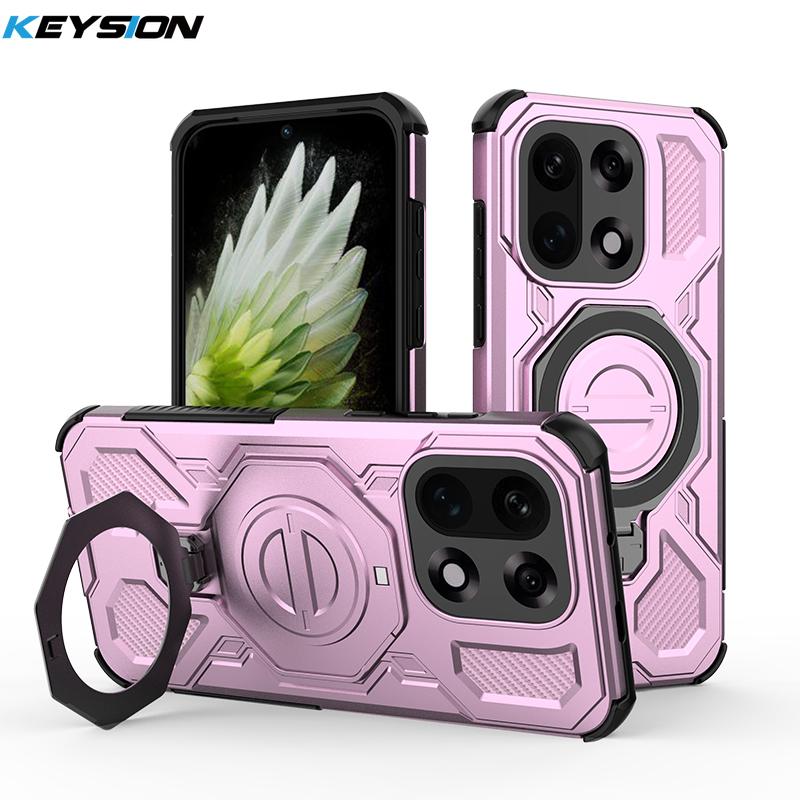 KEYSION Stoßfeste Magnetische Hülle für OnePlus 15 5G TPU+PC Aufrechter Live Metallring Ständer Handy Rückseite für One Plus 1+ 15