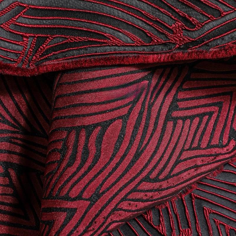 50/100x145cm Tessuto Jacquard Rosso a Gradoni Texture Sfalsata Rialzo Creativo Tessuto per Designer di Cappotti Camicie Gonne Abbigliamento