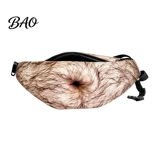 Unique Bar Gathering Bag Funny Belly Bag, Realistic Big Waist Novelty Fanny Interesting Christmas Stocking Stuffers Pack with Adjustable Strap,