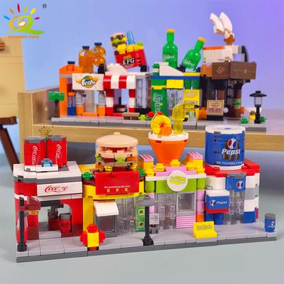 Moc City Street View Mini Building Blocks DIY City Commercial Street Coffee Shop Puzzle Toys Home Ornaments Decoration