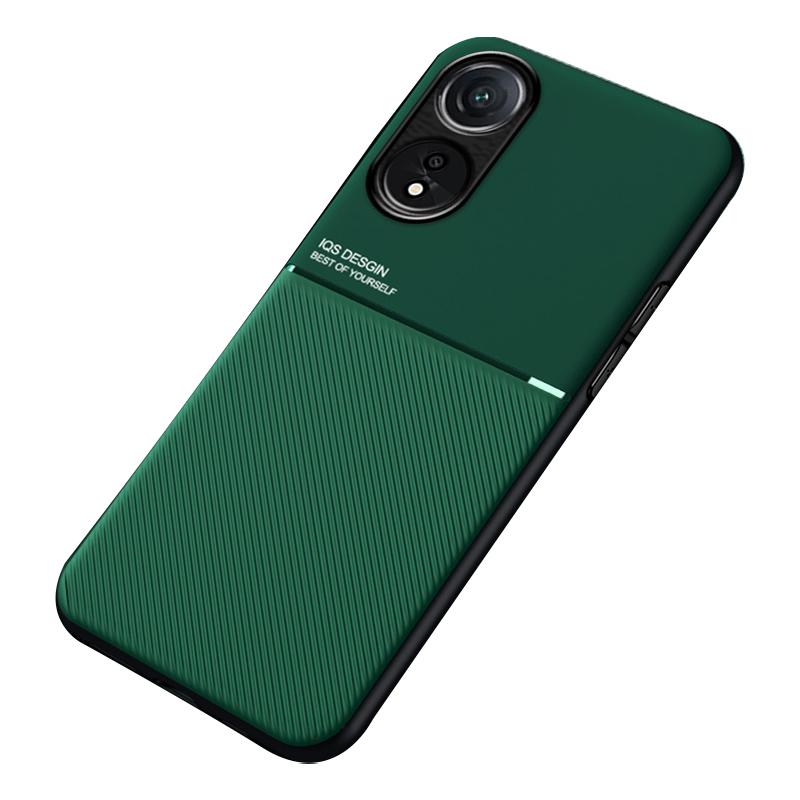 

For Oppo A58 5G PU Leather+TPU Phone Case Anti-drop Cell Phone Cover with Built-in Metal Sheet Green