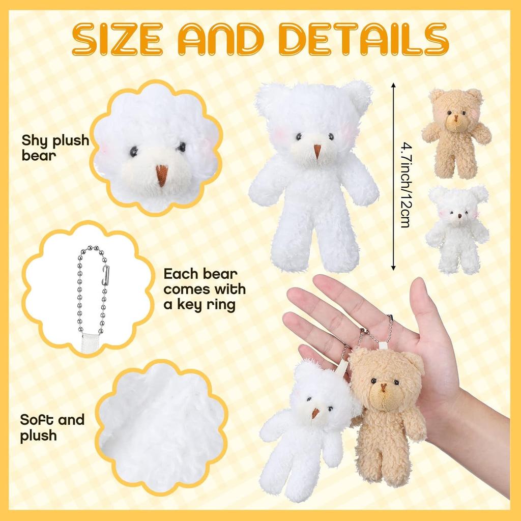 10/20/30pcs 4.7In Teddy Bears Stuffed Plush Toy Bear Plush Doll Keychain Craft Pendent DIY Wedding Birthday Christmas Party Gift