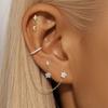 CANNER Pink Heart Shape Zircon Eight Pointed Star 925 Silver Stud Earring For Women Ins Tassel Flower Earring Gift