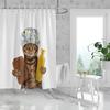 1pc Cute Kitten Print Waterproof Shower Curtain Partition Privacy Hanging Curtain with 12 Hooks Multiple Sizes Easy Installation