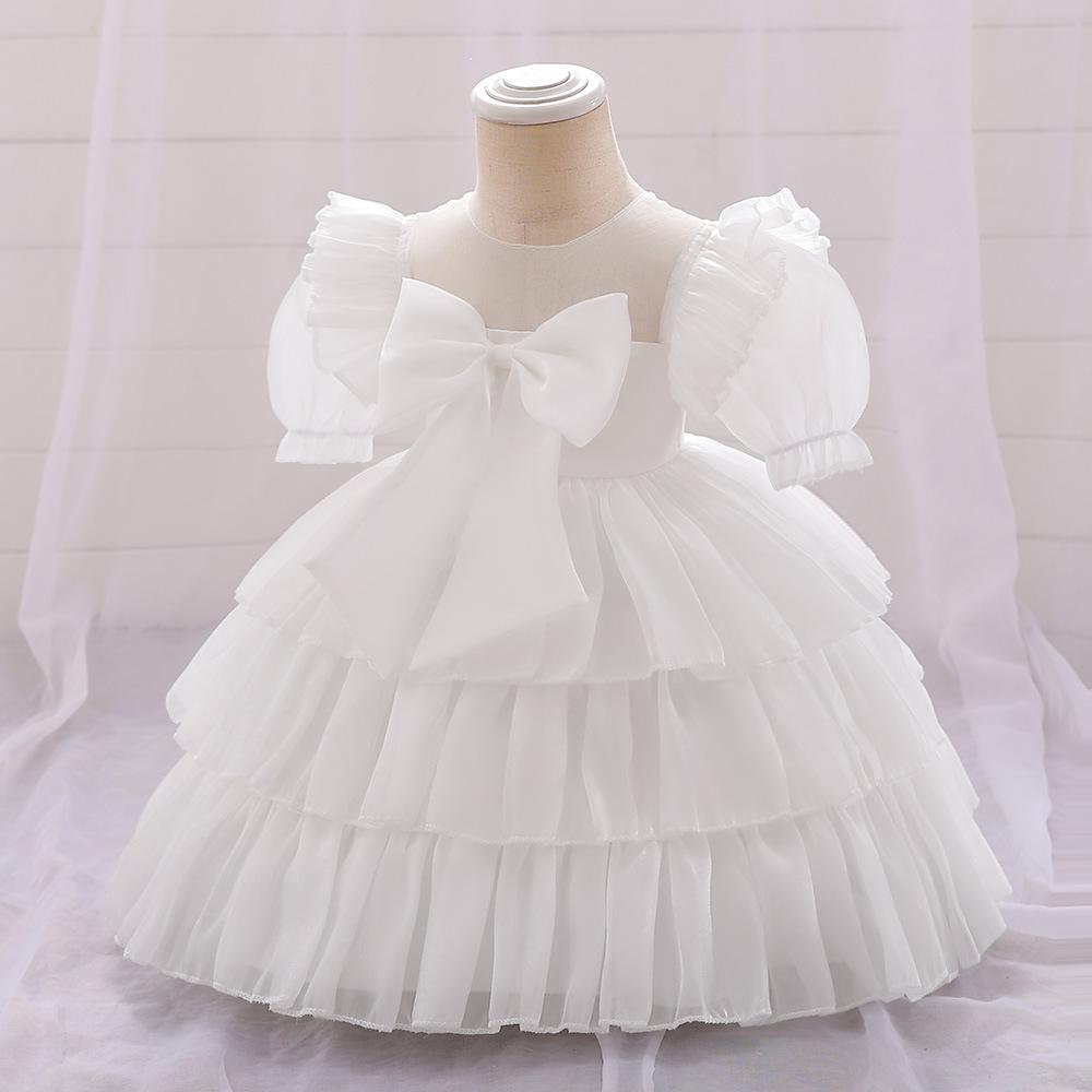 Neugeborene Kleinkind Kleidung Taufe Prinzessin Party Kostüm Baby Mädchen Kleidung Festzug Große Schleife 1. Geburtstag Kleid Für Kurzarm Kleider