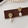 New In High-end Glossy Rose Flower Earrings for Women Classic Floral White Pearl Earings Stud Drop Wedding Jewelry Gifts