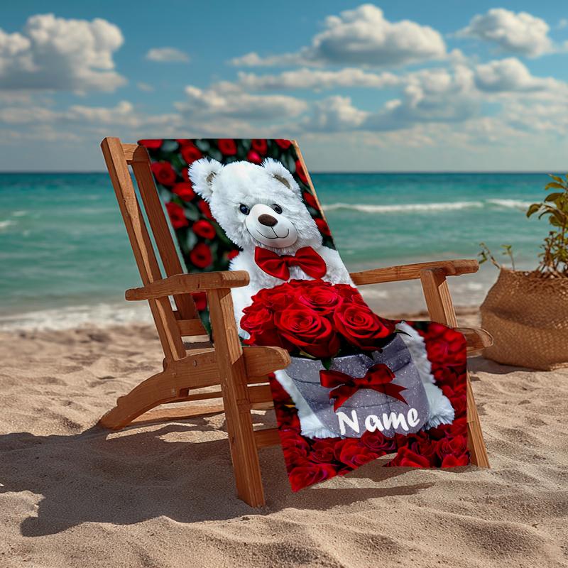 Custom Name Ultra-Soft Beach Towel with Love Theme,Ideal for Pool - Camping, Diving - Perfect Travel Essential, Vibrant Beach Towel.