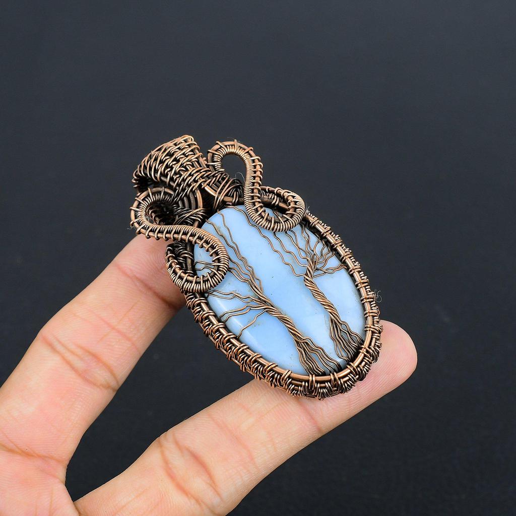Tree Of Life Owhyee Opal Gemstone Pendant 999 Copper Wire Wrapped Jewelry, Handmade Antique Pendant Jewelry, Gift For Mother