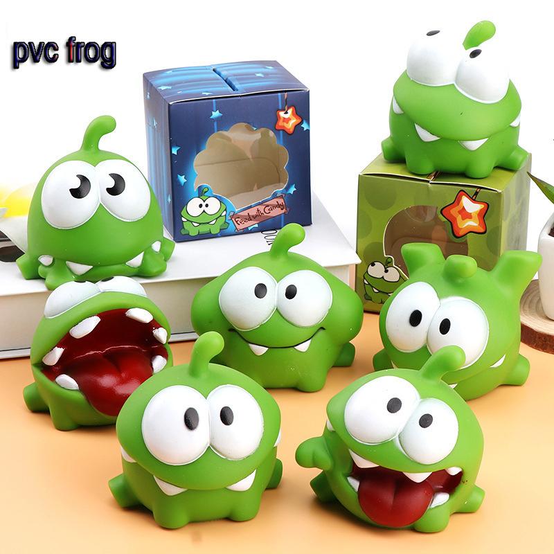 1 Stück Kawaii Seilschneider Große Augen Frosch Puppe Spielzeug Plüschtier Quetsch Geräusch PVC Grüne Bohne Frosch Kinderspielzeug Weihnachtsgeschenk