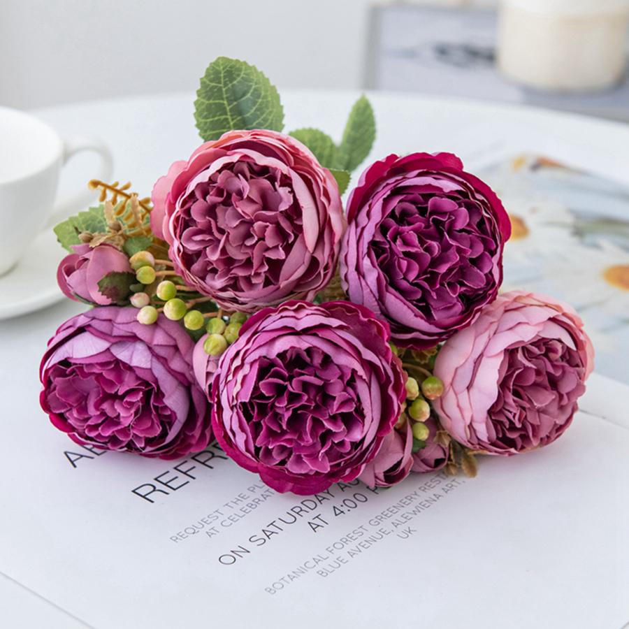 7 Gabeln Seide Künstliche Blume Pfingstrose Haus Raum Hochzeitskranz Festival Party Außenbogen Hintergrund Dekor Blumengesteck