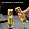Quick-Open Lid Glass Teacup: Business Car Cup with Tea-Water Separation, Double-Layer High Borosilicate Glass and Printed Design