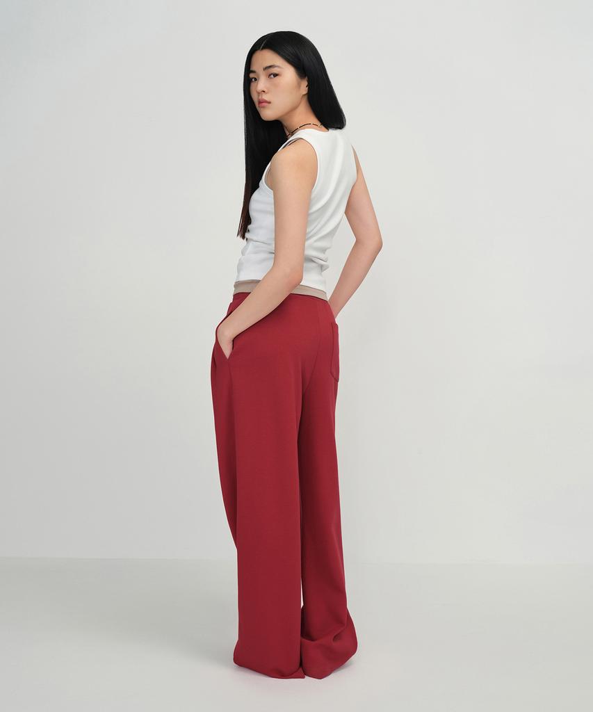 MUSINSA STANDARD WOMAN Women'S Double Knit Two-Tuck Wide Lounge Sweatpants [Chili Red]