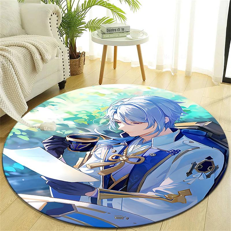 1pc Genshin Impact1 Design Printed Area Round Carpet for Bedroom Living Room Home Decor Rugs Mat Non Slip Mat Rug for Bedside