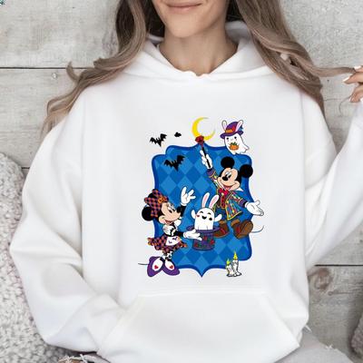 Disney Eltern-Kind Kleidung Mehrfarbig Optional Herren und Damen Kapuzenpullover Mickey Halloween Paarkleidung Weihnachtsgeschenk