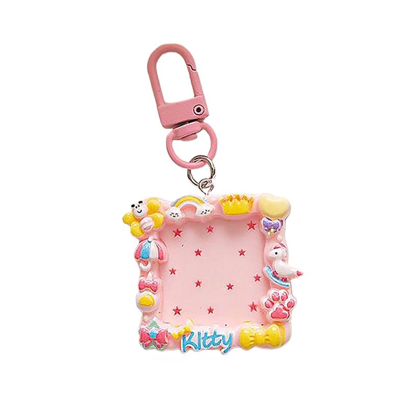

1PC Photo Frame Keychain Embellishment Resin Small Photos Keychain Ornament Gift DIY Cute Cartoon Backpack Bright Colors розовый
