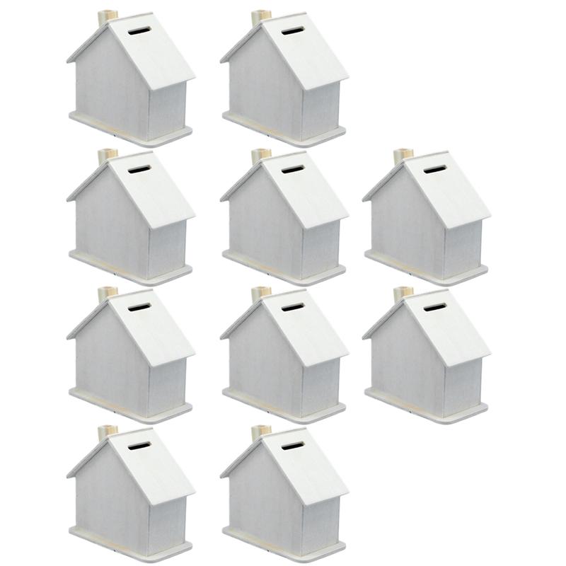 AD23-DIY Wooden Piggy Bank Children's House Piggy Bank Decoration Assembly Craft Kit Unfinished Blank Piggy Bank Birthdaygift