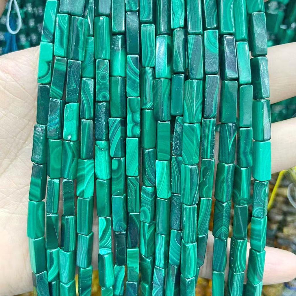 Pure Natural Malachite Tube & Oval Abacus Loose Beads for DIY Bracelet Jewelry