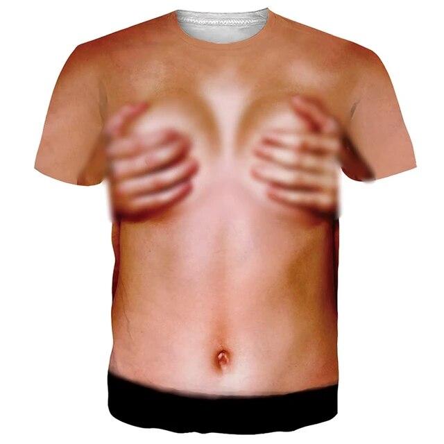 3D falešný hrudník s potiskem trička Gymnastika Muži Letní Streetwear Trička Topy Harajuku Móda Sport Trička s krátkým rukávem